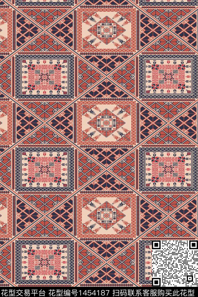 几何民族风大牌风传统印花华亿平台下载（图片编号: 1454187） - 瓦栏（Walan）