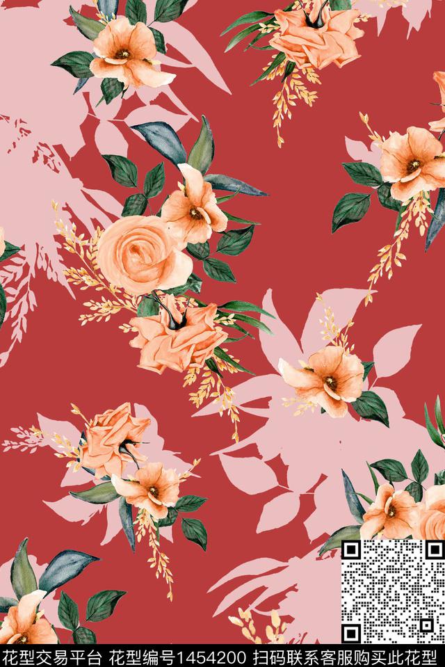 绿植树叶花卉大牌风数码印花华亿平台下载（图片编号: 1454200） - 瓦栏（Walan）