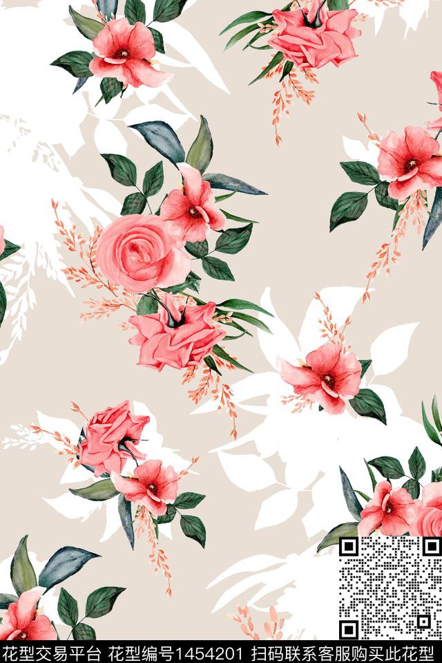 绿植树叶花卉大牌风数码印花华亿平台下载（图片编号: 1454201） - 瓦栏（Walan）