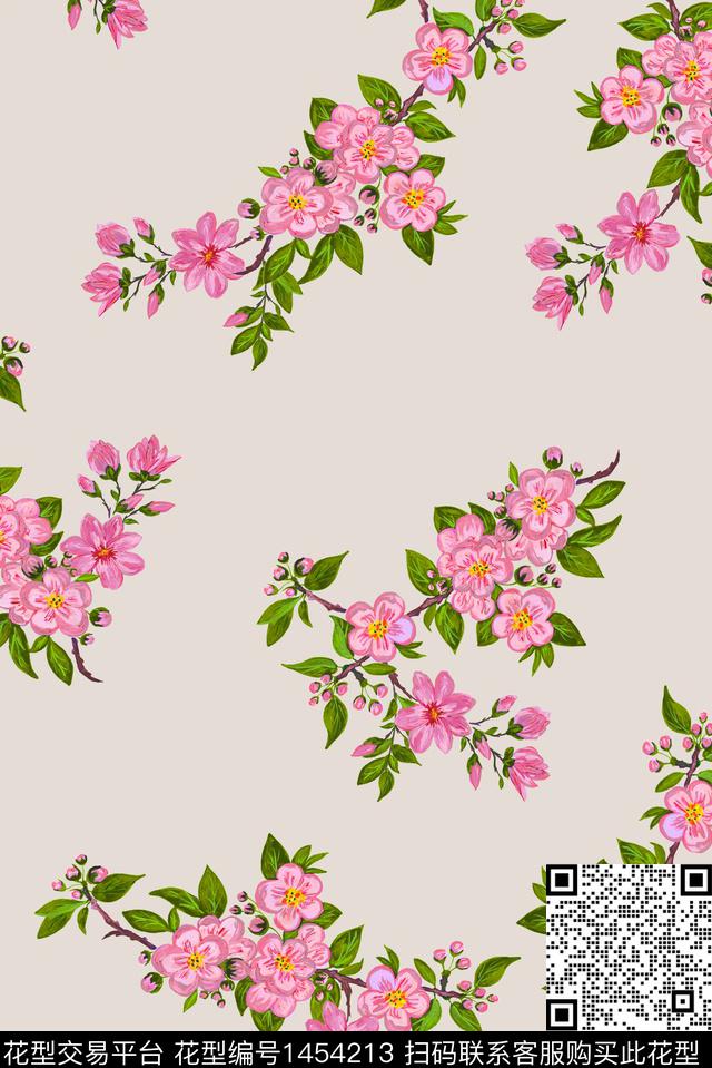 手绘花卉小碎花花卉数码印花华亿平台下载（图片编号: 1454213） - 瓦栏（Walan）