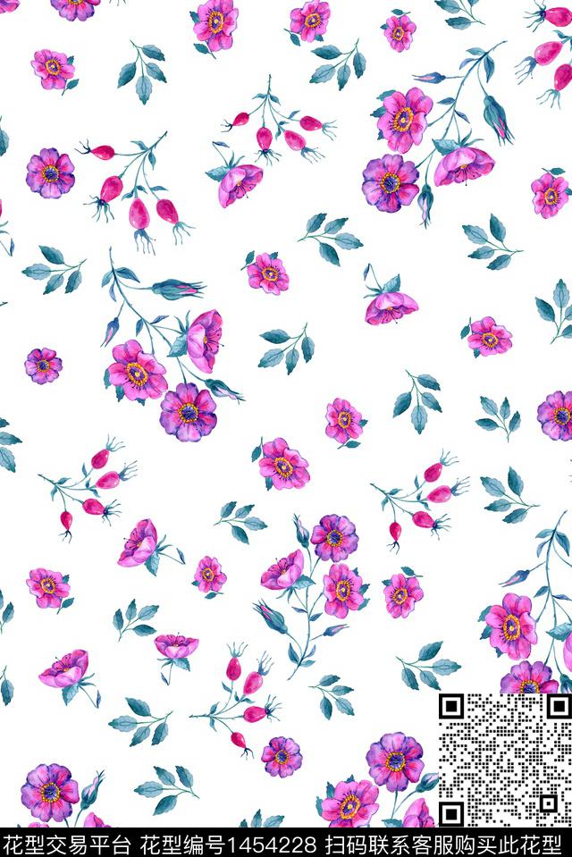 女装花卉真丝数码印花华亿平台下载（图片编号: 1454228） - 瓦栏（Walan）