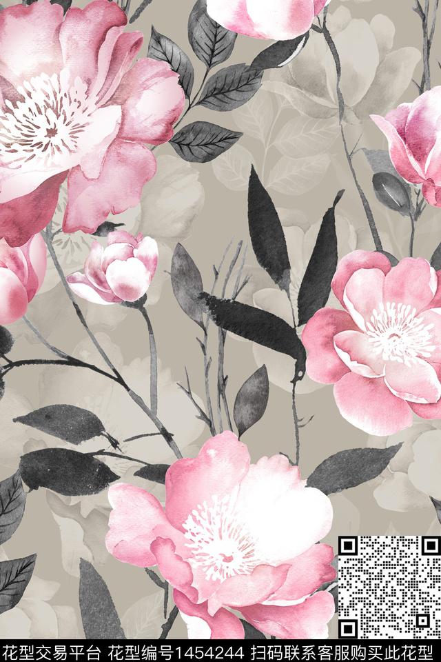 女装花卉大花数码印花华亿平台下载（图片编号: 1454244） - 瓦栏（Walan）