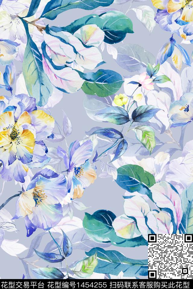 花卉大牌风小清新数码印花华亿平台下载（图片编号: 1454255） - 瓦栏（Walan）