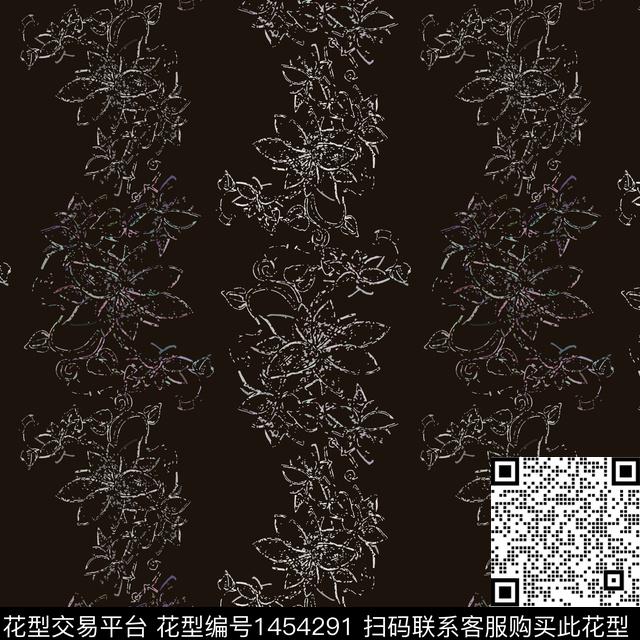 花卉大牌风条纹数码印花华亿平台下载（图片编号: 1454291） - 瓦栏（Walan）