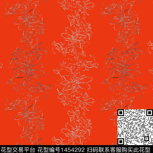 花卉大牌风条纹数码印花华亿平台下载（图片编号: 1454292） - 瓦栏（Walan）