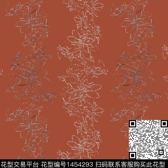 花卉大牌风条纹数码印花华亿平台下载（图片编号: 1454293） - 瓦栏（Walan）