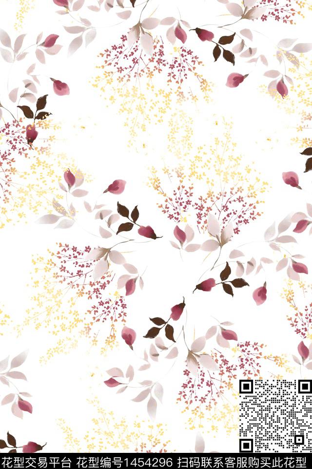 花卉大牌风小清新数码印花华亿平台下载（图片编号: 1454296） - 瓦栏（Walan）