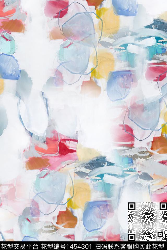 肌理抽象真丝数码印花华亿平台下载（图片编号: 1454301） - 瓦栏（Walan）