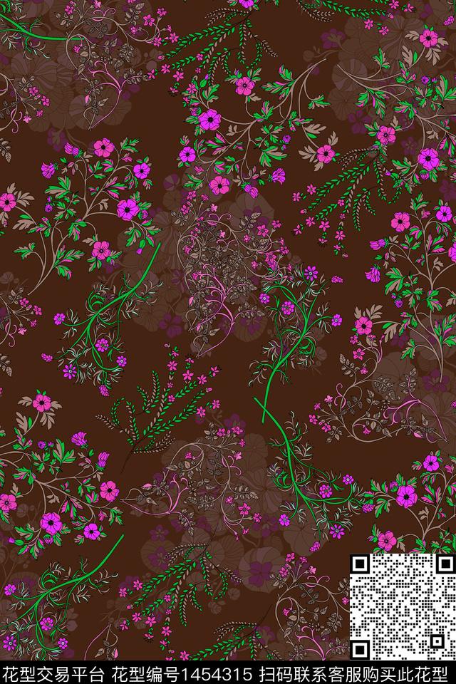 绿植树叶花卉大牌风数码印花华亿平台下载（图片编号: 1454315） - 瓦栏（Walan）