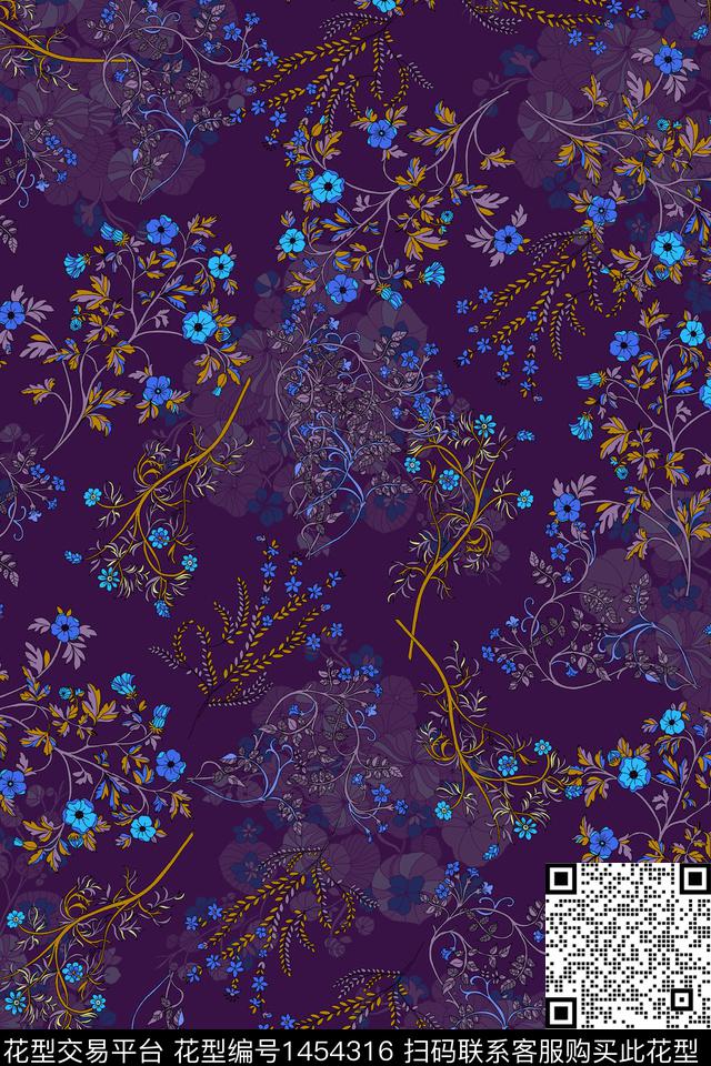 绿植树叶花卉大牌风数码印花华亿平台下载（图片编号: 1454316） - 瓦栏（Walan）
