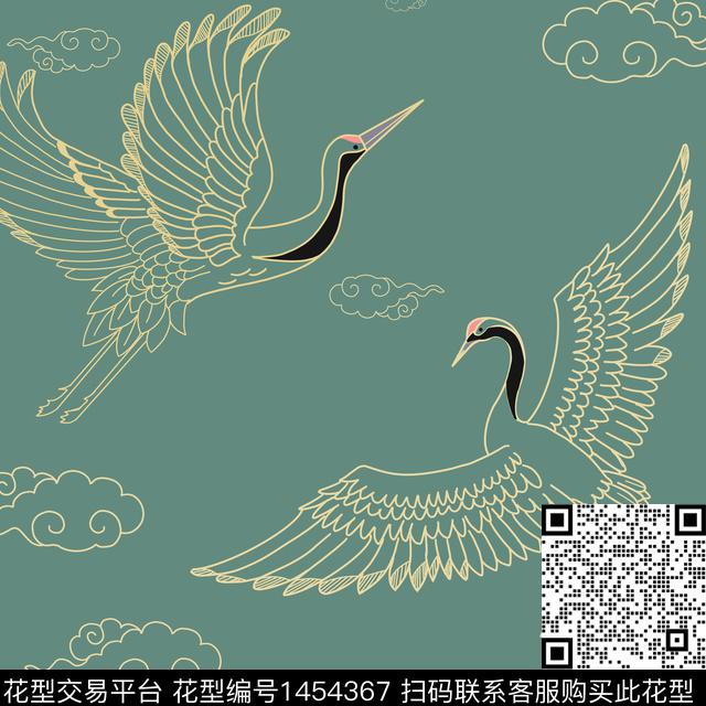 仙鹤古风可换数码印花华亿平台下载（图片编号: 1454367） - 瓦栏（Walan）