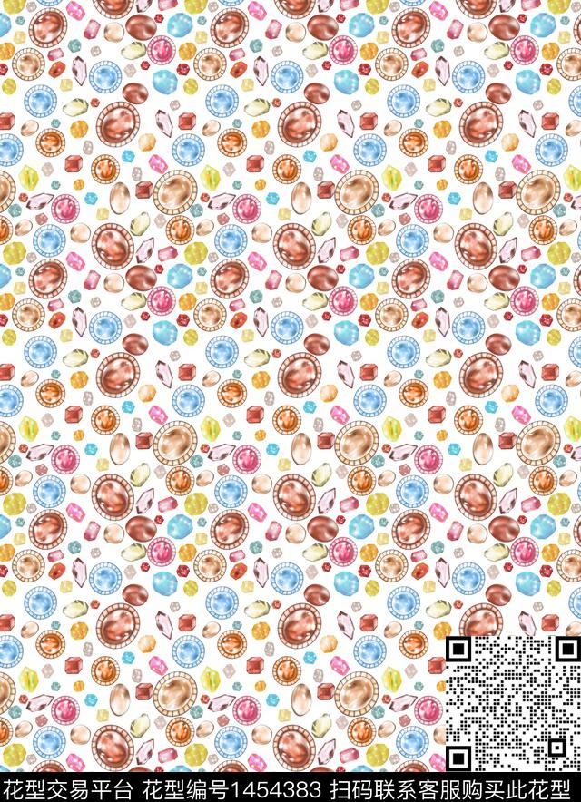 奢华珠宝宝石女装数码印花华亿平台下载（图片编号: 1454383） - 瓦栏（Walan）