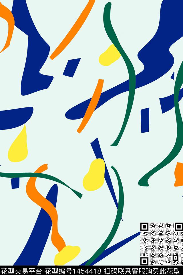 花卉抽象条纹数码印花华亿平台下载（图片编号: 1454418） - 瓦栏（Walan）