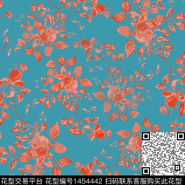 花卉大牌风小碎花数码印花华亿平台下载（图片编号: 1454442） - 瓦栏（Walan）