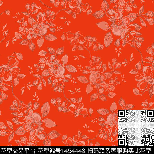 花卉大牌风小碎花数码印花华亿平台下载（图片编号: 1454443） - 瓦栏（Walan）