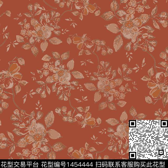 花卉大牌风小碎花数码印花华亿平台下载（图片编号: 1454444） - 瓦栏（Walan）