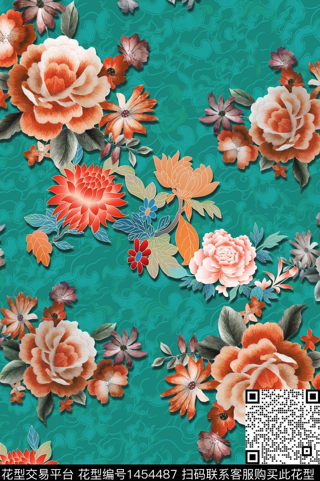 中国风香云纱底纹华亿平台数码印花华亿平台下载（图片编号: 1454487） - 瓦栏（Walan）