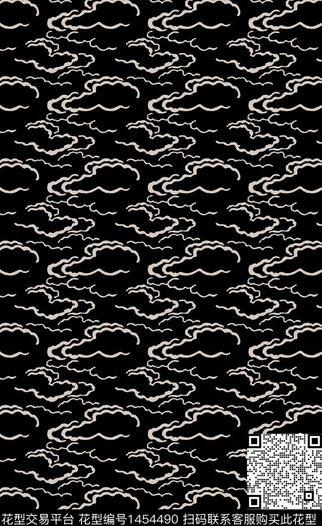 香云纱中国风真丝数码印花华亿平台下载（图片编号: 1454490） - 瓦栏（Walan）