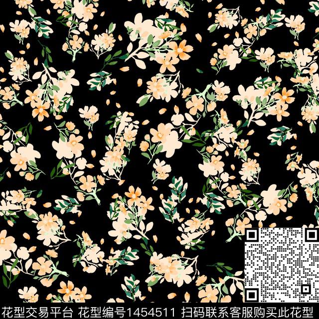 花卉满版散花传统华亿平台传统印花华亿平台下载（图片编号: 1454511） - 瓦栏（Walan）