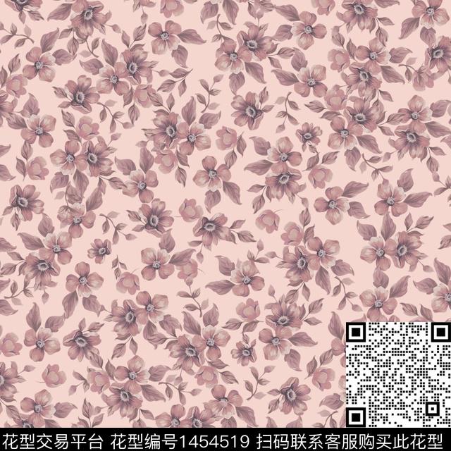 花卉满版散花传统华亿平台传统印花华亿平台下载（图片编号: 1454519） - 瓦栏（Walan）