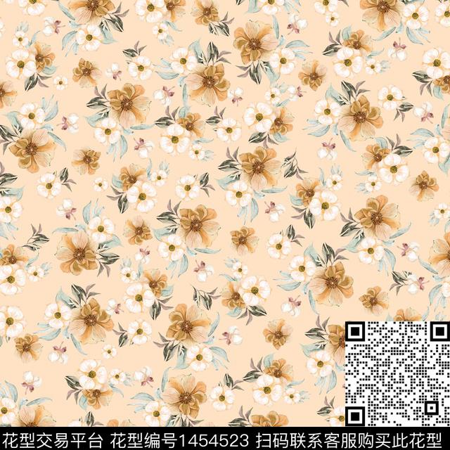 花卉满版散花传统华亿平台传统印花华亿平台下载（图片编号: 1454523） - 瓦栏（Walan）