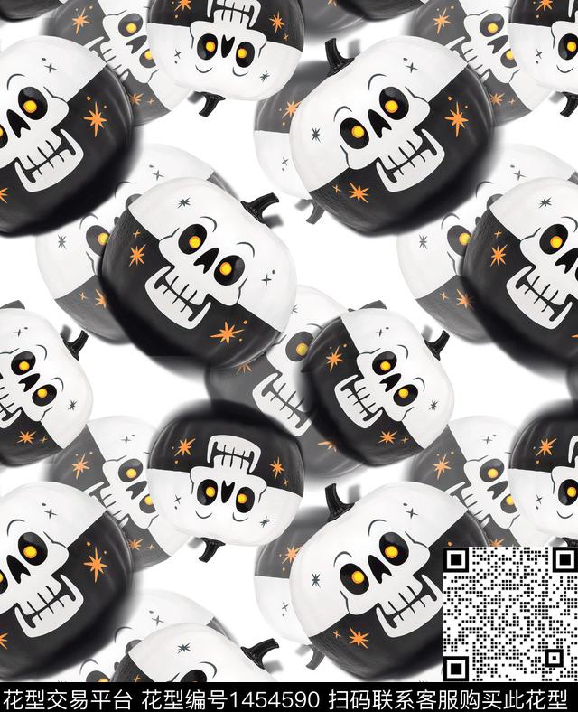 南瓜可爱鬼数码印花华亿平台下载（图片编号: 1454590） - 瓦栏（Walan）