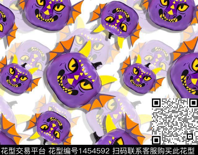 南瓜可爱鬼数码印花华亿平台下载（图片编号: 1454592） - 瓦栏（Walan）