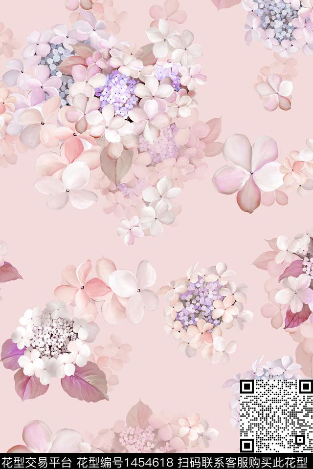 清爽底花卉花卉大牌风数码印花华亿平台下载（图片编号: 1454618） - 瓦栏（Walan）
