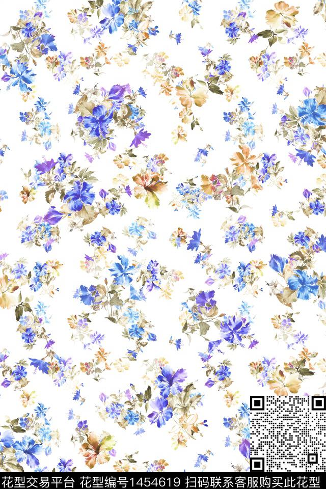 花卉大牌风小清新数码印花华亿平台下载（图片编号: 1454619） - 瓦栏（Walan）
