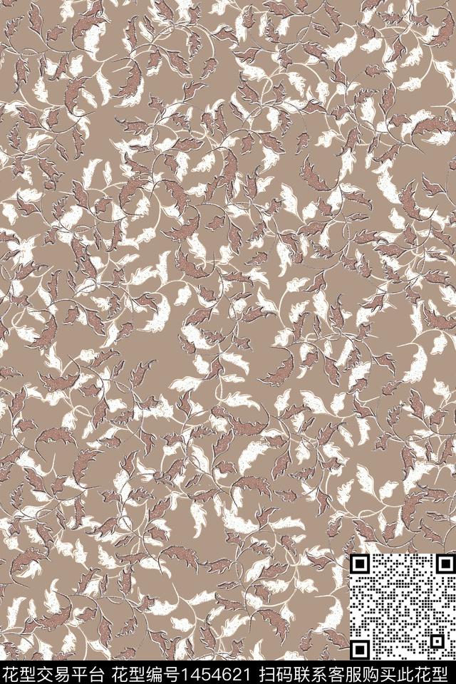 绿植树叶花卉大牌风数码印花华亿平台下载（图片编号: 1454621） - 瓦栏（Walan）
