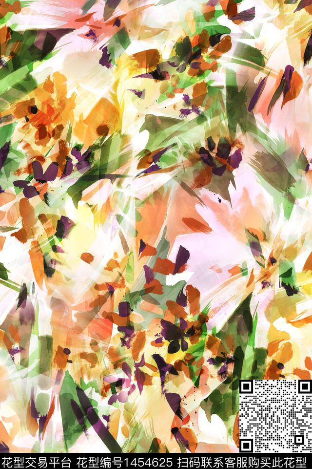 肌理水彩炫彩传统印花华亿平台下载（图片编号: 1454625） - 瓦栏（Walan）