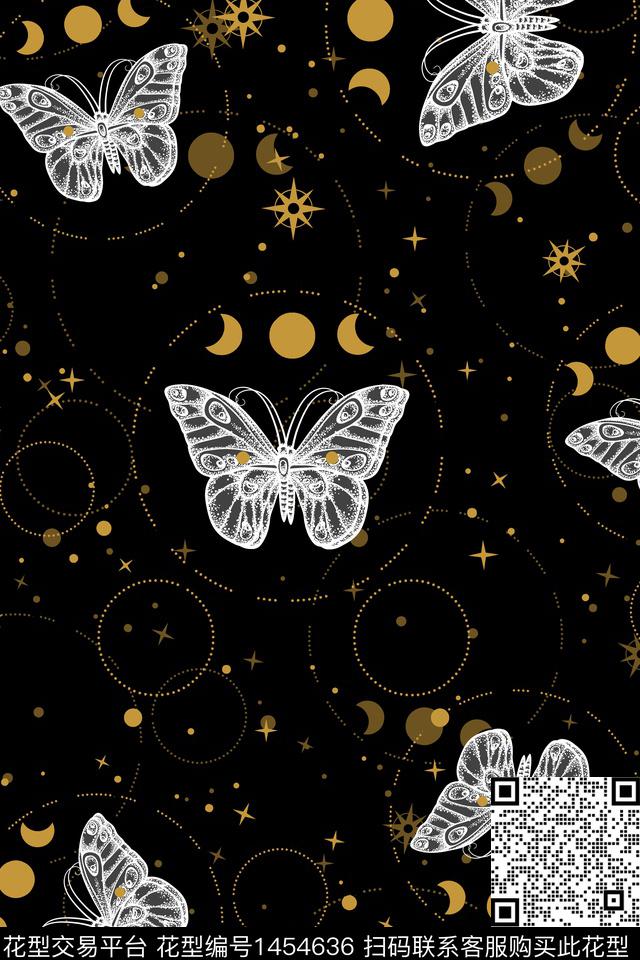 花卉蝴蝶趣味传统印花华亿平台下载（图片编号: 1454636） - 瓦栏（Walan）