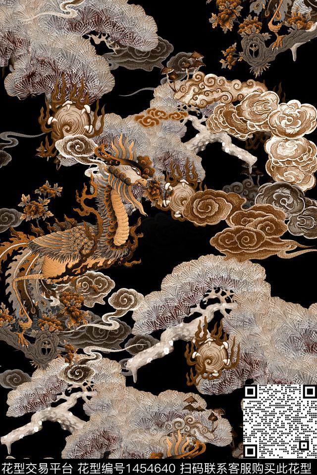 时尚香云纱中国风数码印花华亿平台下载（图片编号: 1454640） - 瓦栏（Walan）