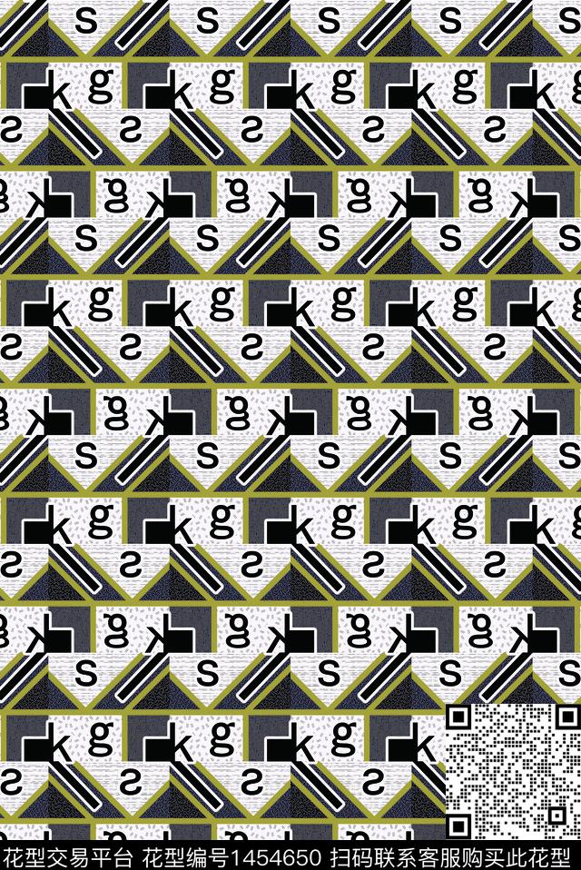 格子几何抽象男装数码印花华亿平台下载（图片编号: 1454650） - 瓦栏（Walan）