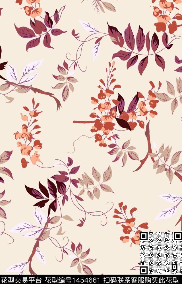 数码华亿平台花卉大牌风数码印花华亿平台下载（图片编号: 1454661） - 瓦栏（Walan）