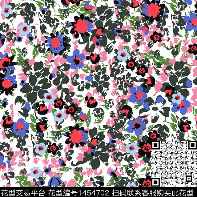 花卉满版散花传统华亿平台传统印花华亿平台下载（图片编号: 1454702） - 瓦栏（Walan）