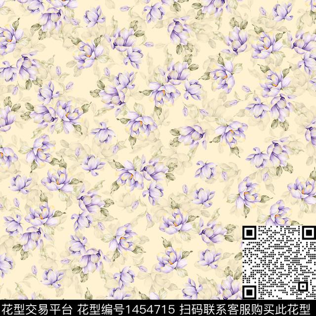 花卉满版散花传统华亿平台传统印花华亿平台下载（图片编号: 1454715） - 瓦栏（Walan）