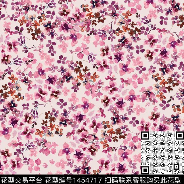 花卉满版散花小碎花数码印花华亿平台下载（图片编号: 1454717） - 瓦栏（Walan）
