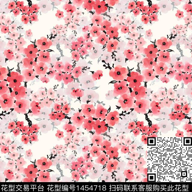 花卉满版散花小碎花数码印花华亿平台下载（图片编号: 1454718） - 瓦栏（Walan）