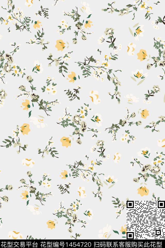 花卉满版散花传统华亿平台传统印花华亿平台下载（图片编号: 1454720） - 瓦栏（Walan）
