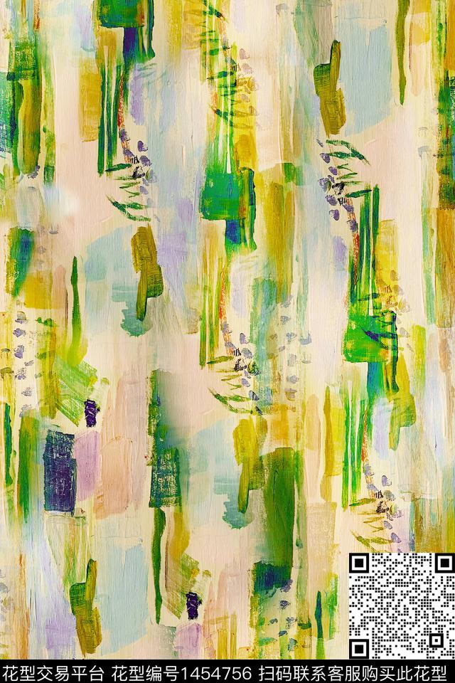 肌理抽象花卉大牌风数码印花华亿平台下载（图片编号: 1454756） - 瓦栏（Walan）