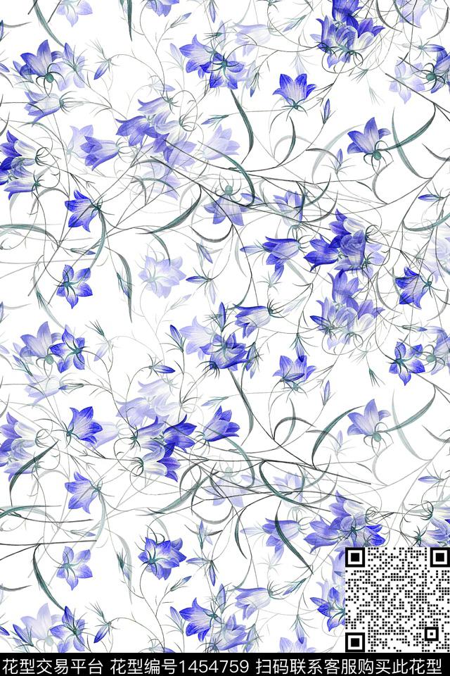 清爽底花卉花卉大牌风数码印花华亿平台下载（图片编号: 1454759） - 瓦栏（Walan）