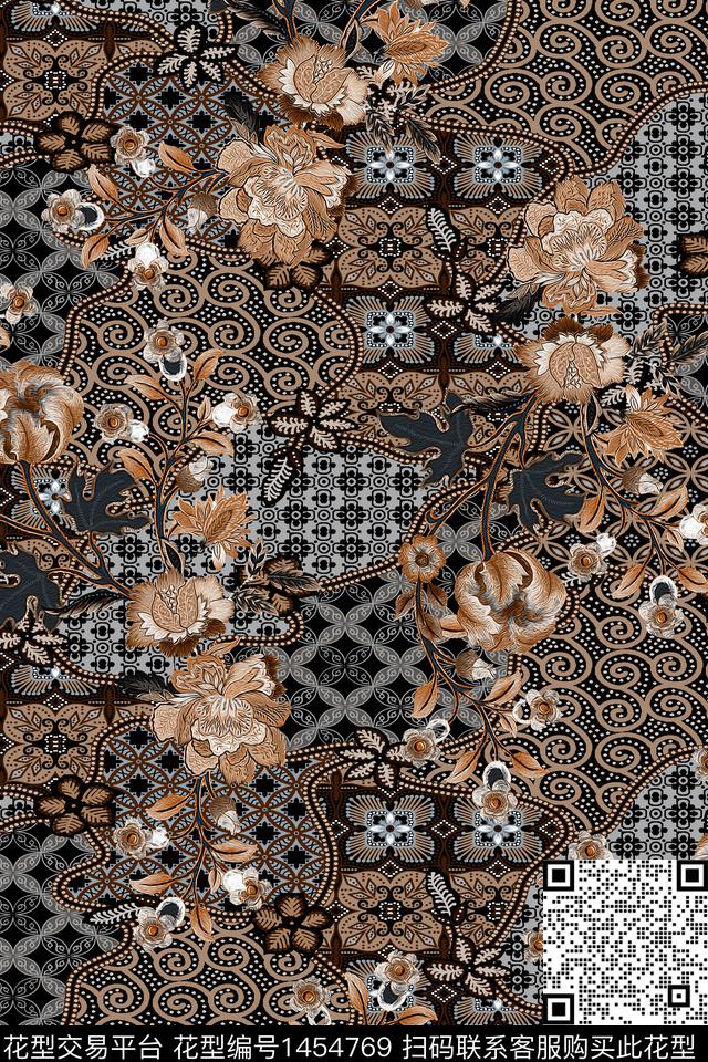时尚民族风花卉数码印花华亿平台下载（图片编号: 1454769） - 瓦栏（Walan）