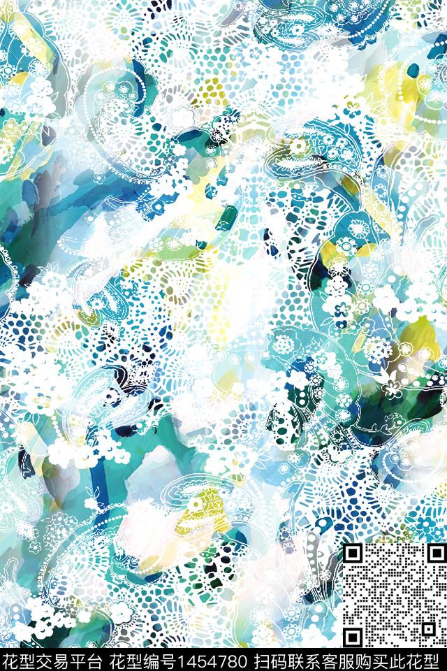 肌理抽象真丝数码印花华亿平台下载（图片编号: 1454780） - 瓦栏（Walan）