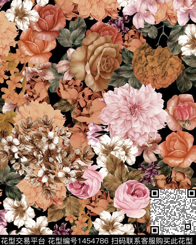 绿植树叶民族花卉花卉传统印花华亿平台下载（图片编号: 1454786） - 瓦栏（Walan）