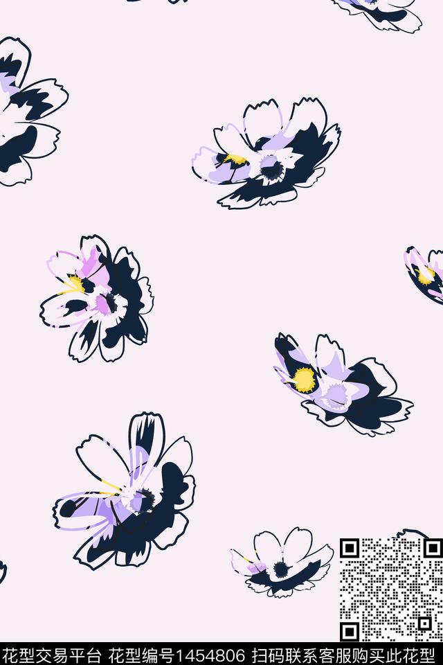 花卉手绘配饰数码印花华亿平台下载（图片编号: 1454806） - 瓦栏（Walan）