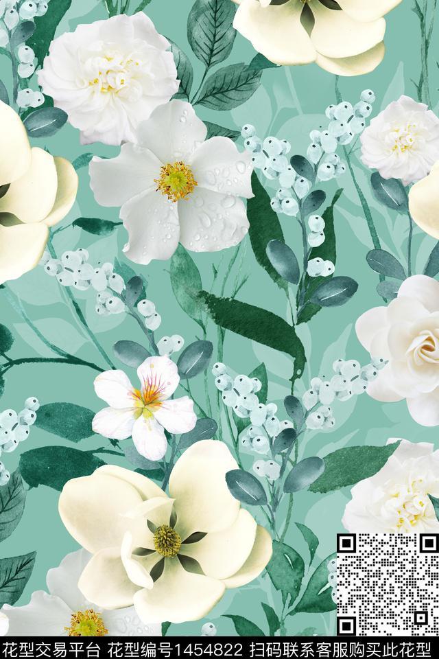 女装花卉大花数码印花华亿平台下载（图片编号: 1454822） - 瓦栏（Walan）