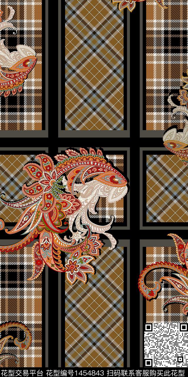 几何佩斯利民族风数码印花华亿平台下载（图片编号: 1454843） - 瓦栏（Walan）