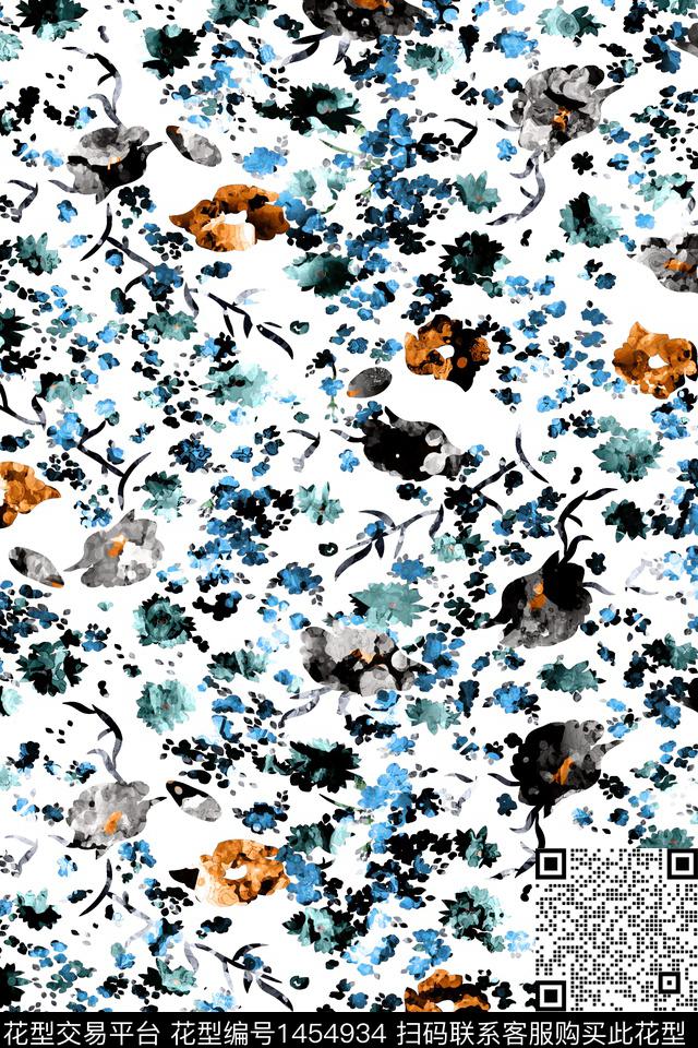 绿植树叶渐变花卉数码印花华亿平台下载（图片编号: 1454934） - 瓦栏（Walan）