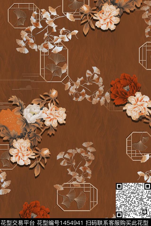 中国风真丝香云纱数码印花华亿平台下载（图片编号: 1454941） - 瓦栏（Walan）